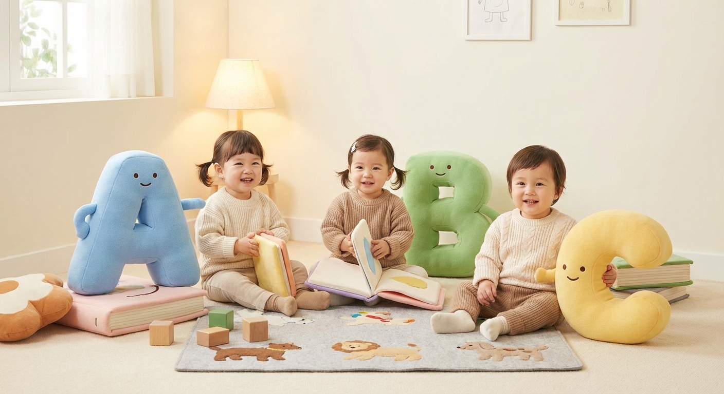 A b c Stories Fun with Letters learning scene, A b c Stories Fun with Letters learning scene filled with curiosity and joy, gentle pastel illustration designed for ages 3-4, rounded shapes, caring expressions, text-free illustration with clean unmarked background, balanced composition, soft cinematic lighting, harmonious color palette, inviting and joyful mood