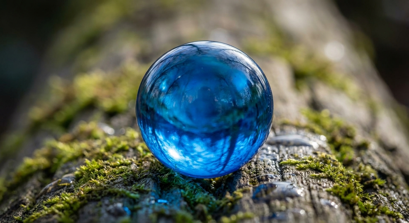 a bright blue marble that feels smooth