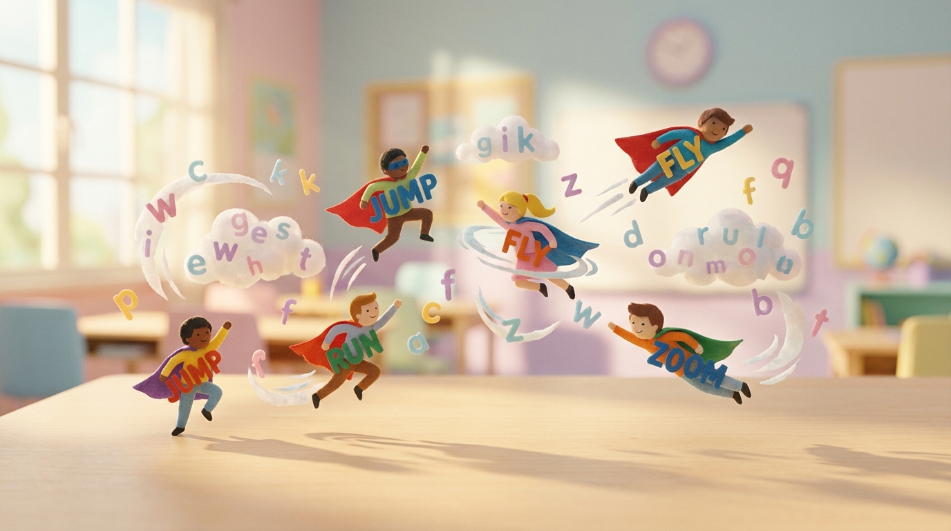 Illustration for 🚀 Action Words: the Superheroes of Sentences