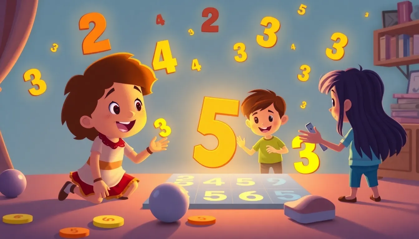 Adding and Taking Away A Fun Math Adventure learning scene, Adding and Taking Away A Fun Math Adventure math puzzle, friendly numbers and patterns glowing, vivid storybook illustration for ages 5-7, lively characters, playful motion, text-free illustration with clean unmarked background, balanced composition, soft cinematic lighting, harmonious color palette, inviting and joyful mood