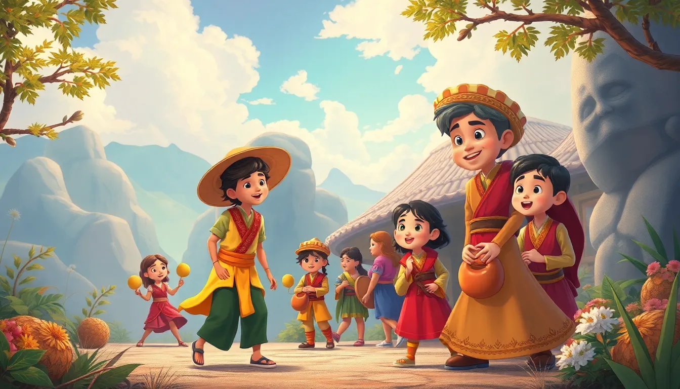 Amazing World Traditions learning scene, Amazing World Traditions learning scene filled with curiosity and joy, dynamic adventure illustration for ages 8-10, engaging detail, upbeat energy, text-free illustration with clean unmarked background, balanced composition, soft cinematic lighting, harmonious color palette, inviting and joyful mood