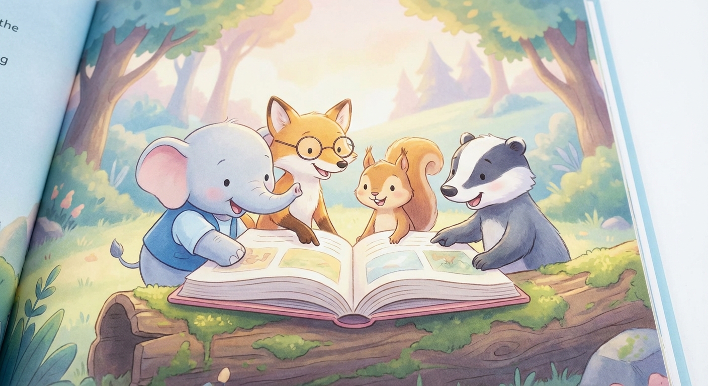Animal Helpers learning scene, Animal Helpers animals discovering together, joyful storybook moment, gentle pastel illustration designed for ages 3-4, rounded shapes, caring expressions, text-free illustration with clean unmarked background, balanced composition, soft cinematic lighting, harmonious color palette, inviting and joyful mood