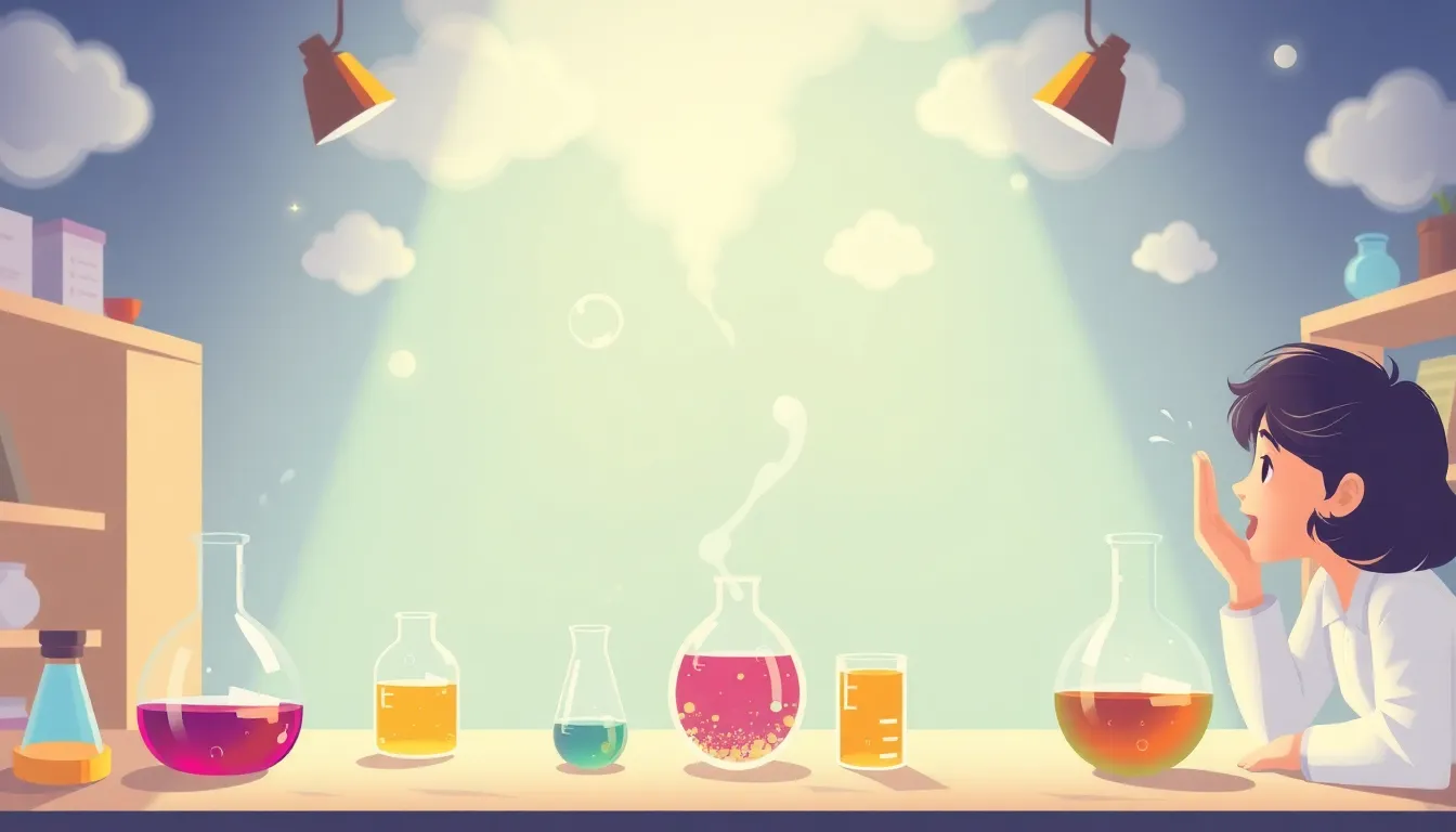 Atmospheric Chemistry learning scene, Atmospheric Chemistry learning scene filled with curiosity and joy, stylized tween-friendly illustration for ages 11-13, aspirational and modern, text-free illustration with clean unmarked background, balanced composition, soft cinematic lighting, harmonious color palette, inviting and joyful mood