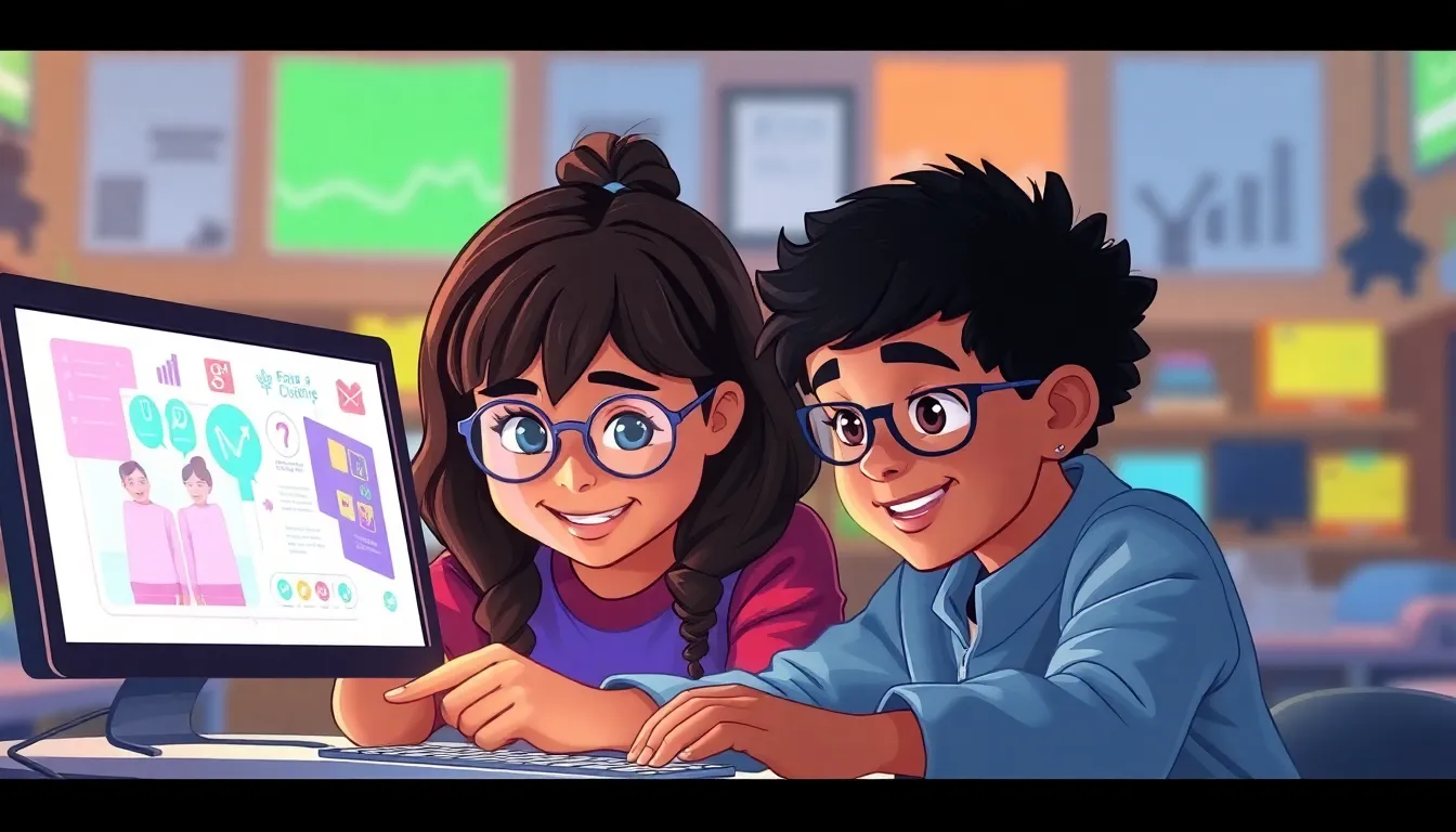 Being a Good Digital Citizen learning scene, Being a Good Digital Citizen tech exploration, bright screens and curiosity, dynamic adventure illustration for ages 8-10, engaging detail, upbeat energy, text-free illustration with clean unmarked background, balanced composition, soft cinematic lighting, harmonious color palette, inviting and joyful mood