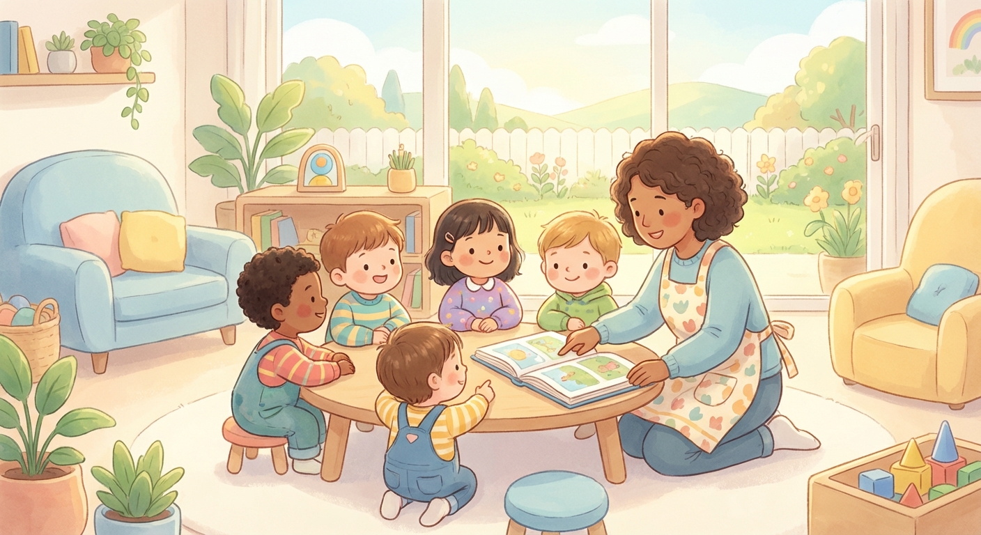 Bright Clothes Bright Day learning scene, Bright Clothes Bright Day learning scene filled with curiosity and joy, gentle pastel illustration designed for ages 3-4, rounded shapes, caring expressions, text-free illustration with clean unmarked background, balanced composition, soft cinematic lighting, harmonious color palette, inviting and joyful mood