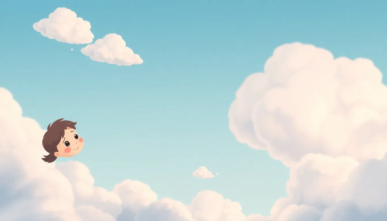 Cloud Watching Fun learning scene, Cloud Watching Fun learning scene filled with curiosity and joy, gentle pastel illustration designed for ages 3-4, rounded shapes, caring expressions, text-free illustration with clean unmarked background, balanced composition, soft cinematic lighting, harmonious color palette, inviting and joyful mood