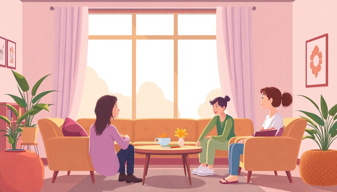 Counseling Basics learning scene, Counseling Basics learning scene filled with curiosity and joy, clean infographic-inspired illustration for ages 14-16, contemporary and polished, text-free illustration with clean unmarked background, balanced composition, soft cinematic lighting, harmonious color palette, inviting and joyful mood