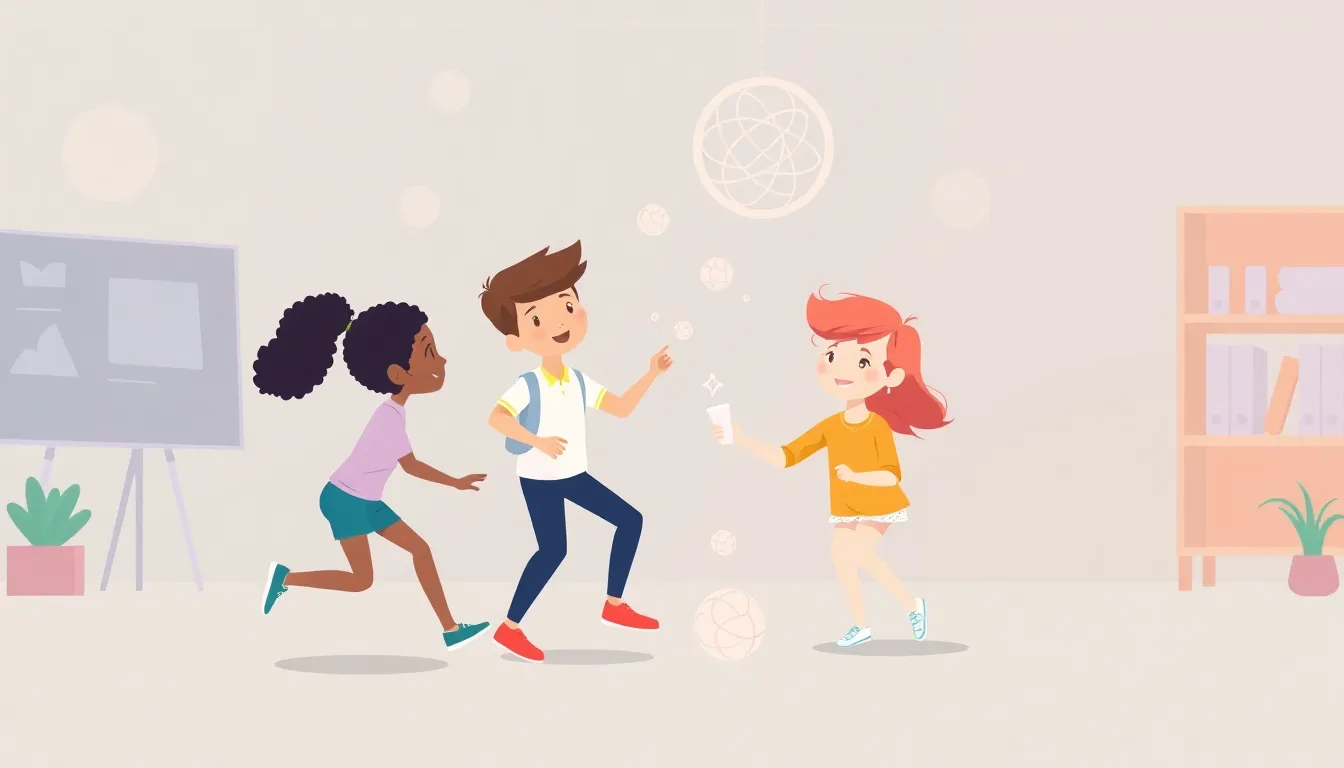Exercise Science Unlocking the Power of Movement learning scene, Exercise Science Unlocking the Power of Movement learning scene filled with curiosity and joy, stylized tween-friendly illustration for ages 11-13, aspirational and modern, text-free illustration with clean unmarked background, balanced composition, soft cinematic lighting, harmonious color palette, inviting and joyful mood