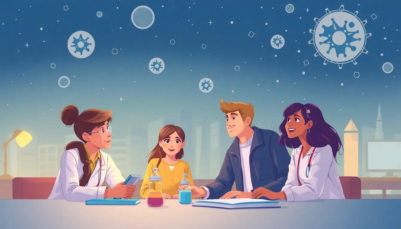 Exploring the Diverse World of STEM Careers learning scene, Exploring the Diverse World of STEM Careers learning scene filled with curiosity and joy, clean infographic-inspired illustration for ages 14-16, contemporary and polished, text-free illustration with clean unmarked background, balanced composition, soft cinematic lighting, harmonious color palette, inviting and joyful mood