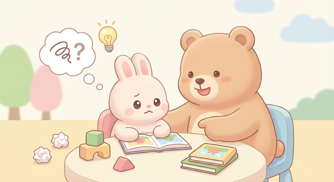 Feeling Frustrated learning scene, Feeling Frustrated learning scene filled with curiosity and joy, gentle pastel illustration designed for ages 3-4, rounded shapes, caring expressions, text-free illustration with clean unmarked background, balanced composition, soft cinematic lighting, harmonious color palette, inviting and joyful mood