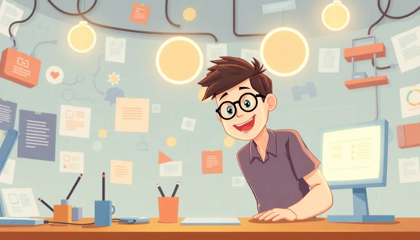 Flowcharts Your Roadmap for Computer Ideas learning scene, Flowcharts Your Roadmap for Computer Ideas learning scene filled with curiosity and joy, dynamic adventure illustration for ages 8-10, engaging detail, upbeat energy, text-free illustration with clean unmarked background, balanced composition, soft cinematic lighting, harmonious color palette, inviting and joyful mood