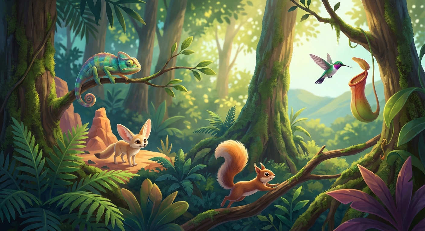 Illustration for 🌱 How Animals & Plants Change to Survive: the Magic of Adaptation