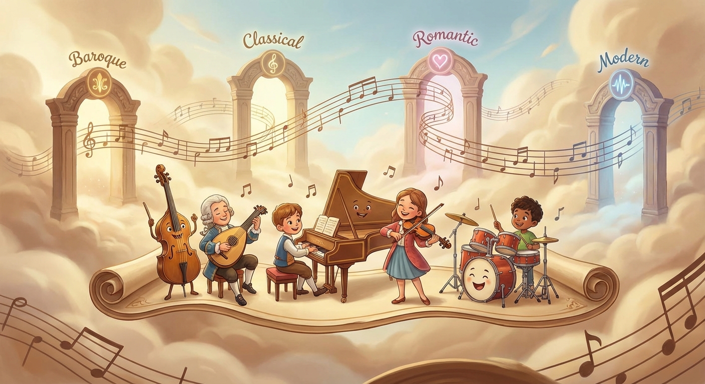 Illustration for 🎶 Journey Through the Musical Periods