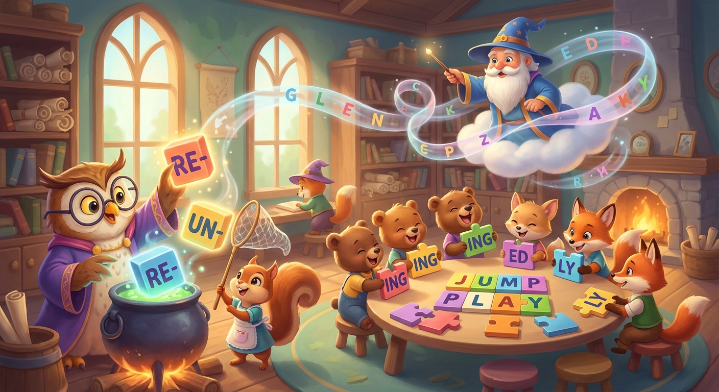 Illustration for 🎉 Magic Word Builders: Prefixes & Suffixes