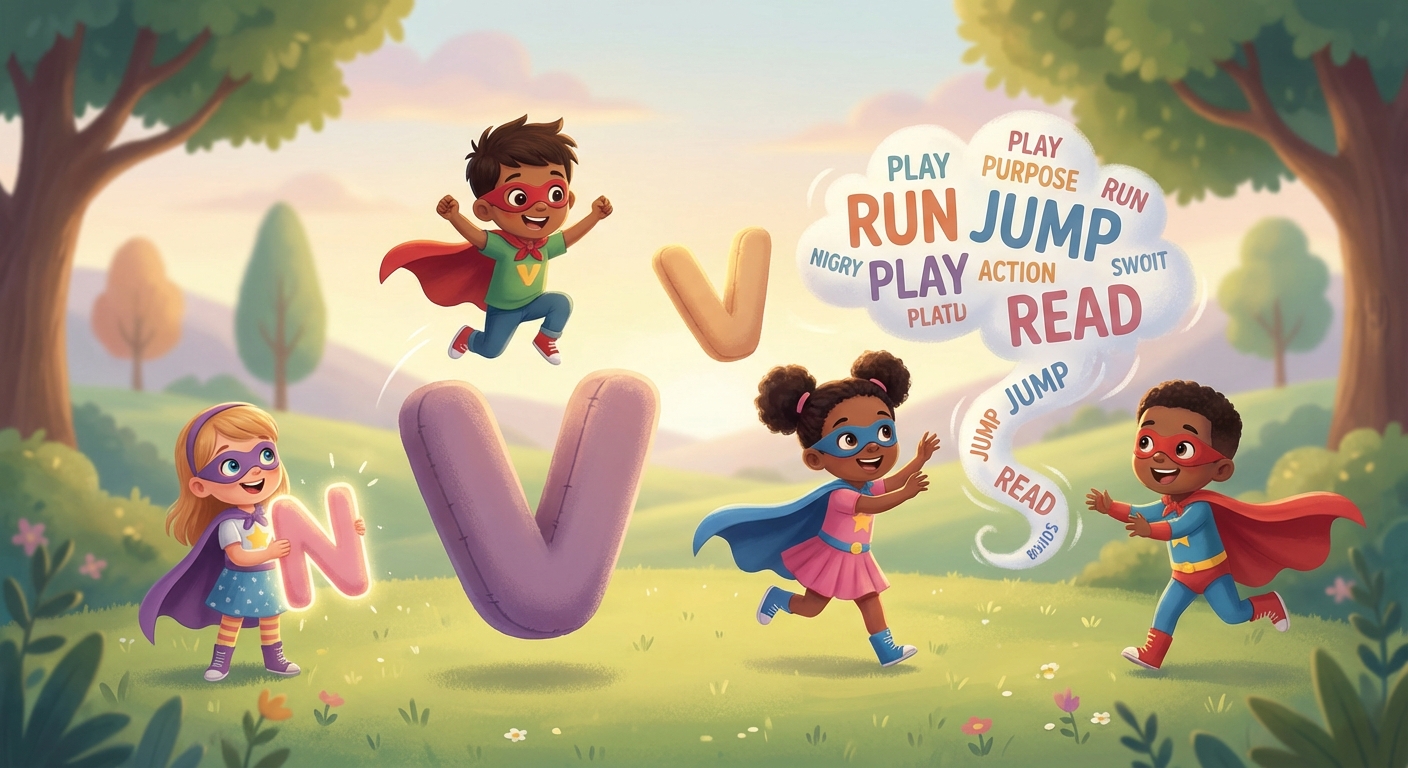 Illustration for 🌟 Nouns and Verbs: the Word Heroes!