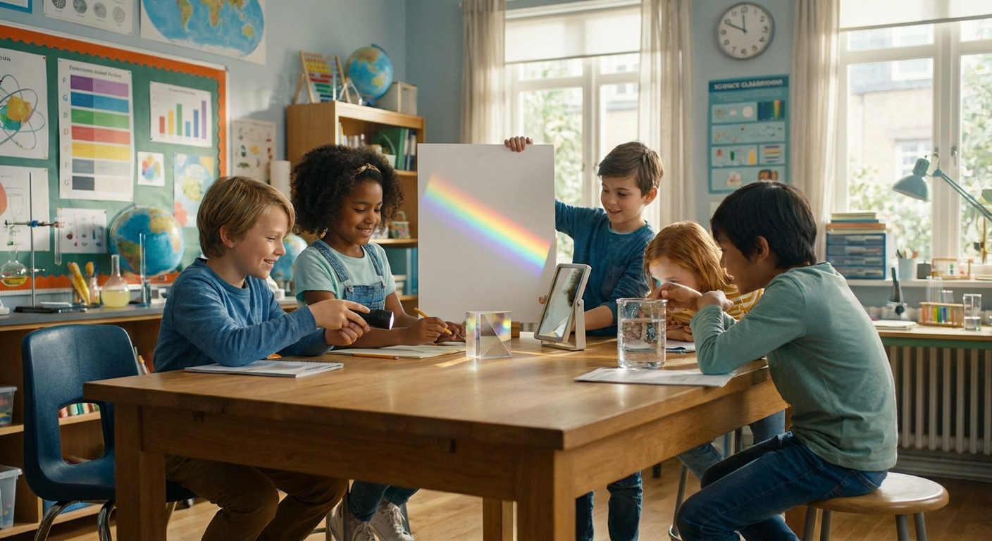 Illustration for 🌈 Reflection & Refraction: Light’s Amazing Tricks