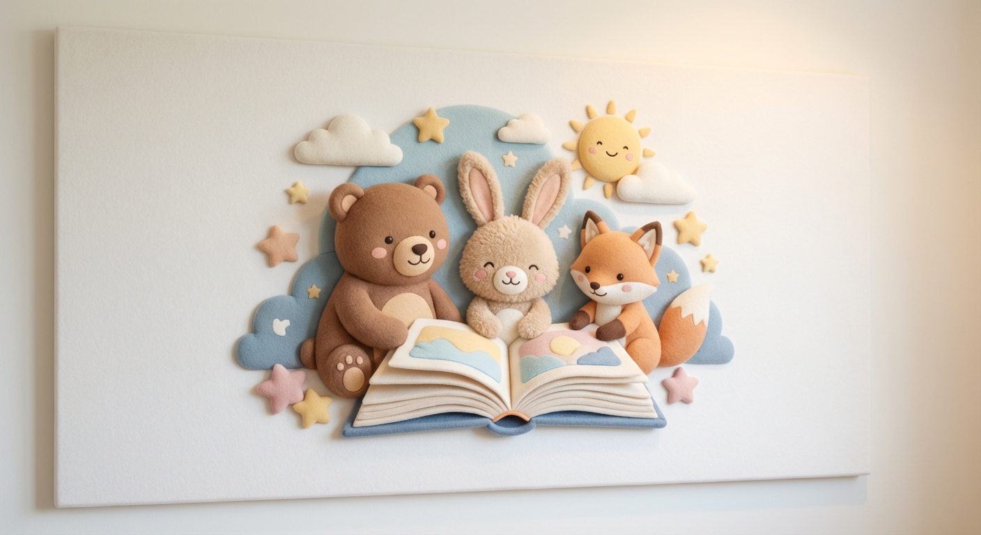 Rhyming Stories for Little Ears learning scene, Rhyming Stories for Little Ears learning scene filled with curiosity and joy, gentle pastel illustration designed for ages 3-4, rounded shapes, caring expressions, text-free illustration with clean unmarked background, balanced composition, soft cinematic lighting, harmonious color palette, inviting and joyful mood