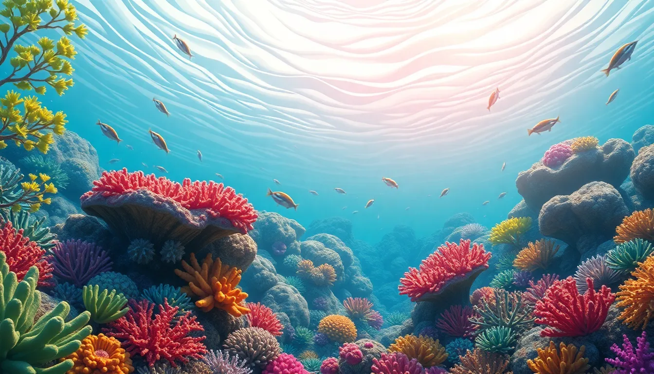 the Amazing World of Coral Reefs learning scene, the Amazing World of Coral Reefs scene in vibrant nature, lush and lively surroundings, dynamic adventure illustration for ages 8-10, engaging detail, upbeat energy, text-free illustration with clean unmarked background, balanced composition, soft cinematic lighting, harmonious color palette, inviting and joyful mood