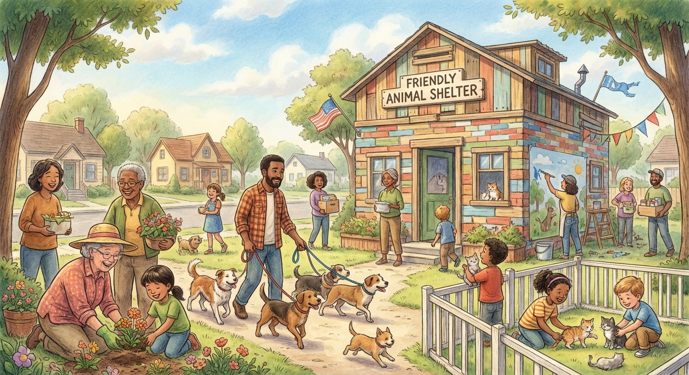 Illustration for 🐾 The Friendly Animal Shelter in Our Neighborhood