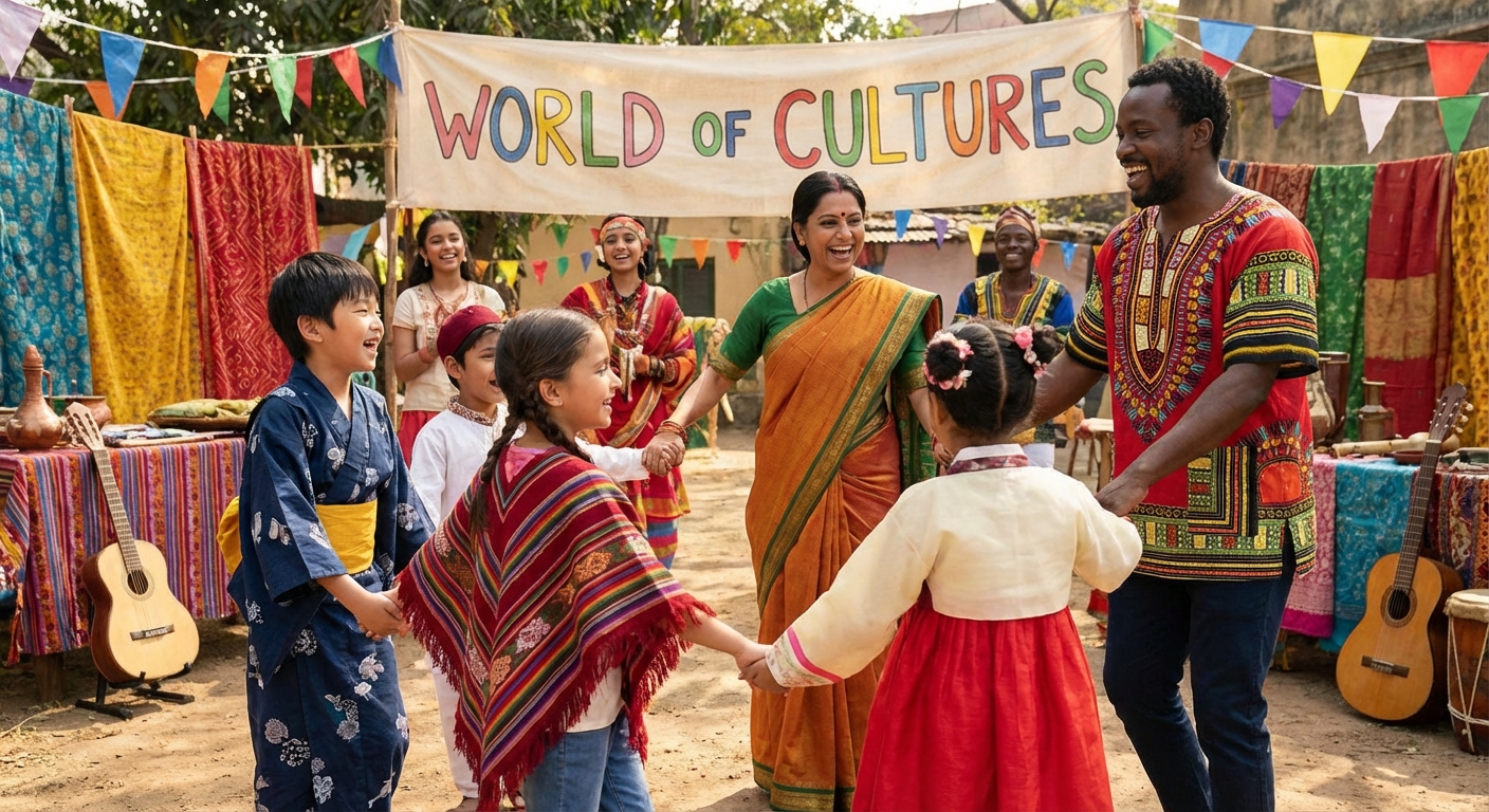 Illustration for 🎈 Traditional Clothing Around the World