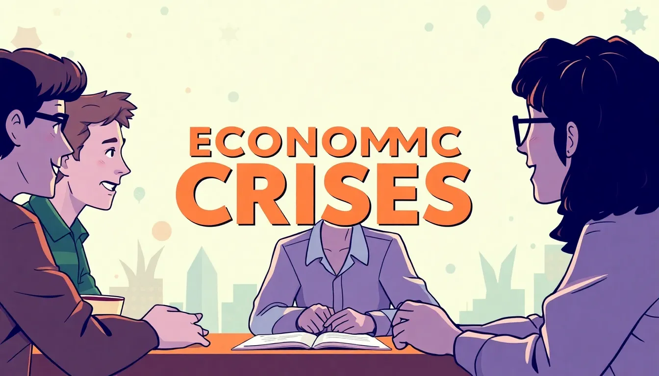 understanding Economic Crises A Deep Dive for Teens learning scene, understanding Economic Crises A Deep Dive for Teens learning scene filled with curiosity and joy, clean infographic-inspired illustration for ages 14-16, contemporary and polished, text-free illustration with clean unmarked background, balanced composition, soft cinematic lighting, harmonious color palette, inviting and joyful mood
