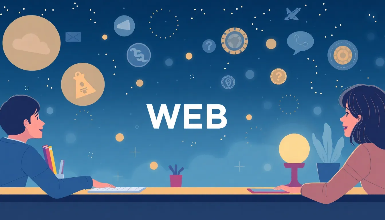 Unlocking the Secrets of the Web Fundamentals and Beyond learning scene, Unlocking the Secrets of the Web Fundamentals and Beyond learning scene filled with curiosity and joy, clean infographic-inspired illustration for ages 14-16, contemporary and polished, text-free illustration with clean unmarked background, balanced composition, soft cinematic lighting, harmonious color palette, inviting and joyful mood