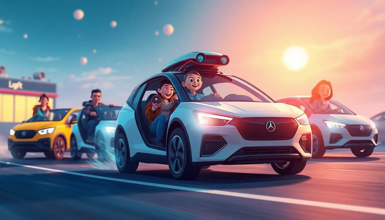 Zooming into the Future Electric Vehicles learning scene, Zooming into the Future Electric Vehicles learning scene filled with curiosity and joy, dynamic adventure illustration for ages 8-10, engaging detail, upbeat energy, text-free illustration with clean unmarked background, balanced composition, soft cinematic lighting, harmonious color palette, inviting and joyful mood
